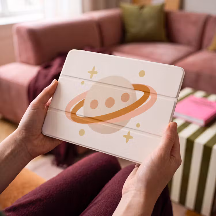 iPad hoes - Planeet - Ringen - Ruimte - Illustratie - Beige — 3