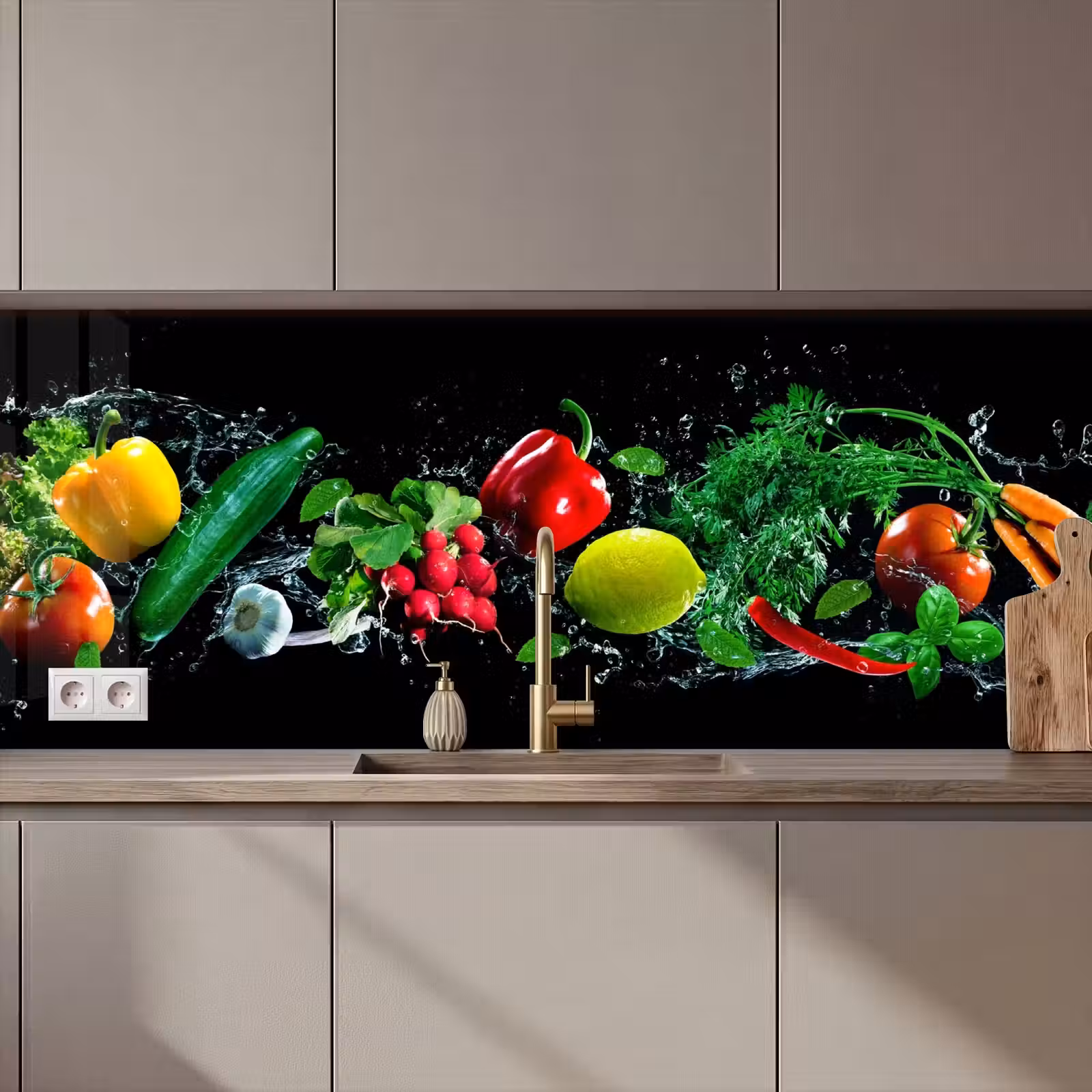 Keuken achterwand - Groente - Splash - Zwart — 1