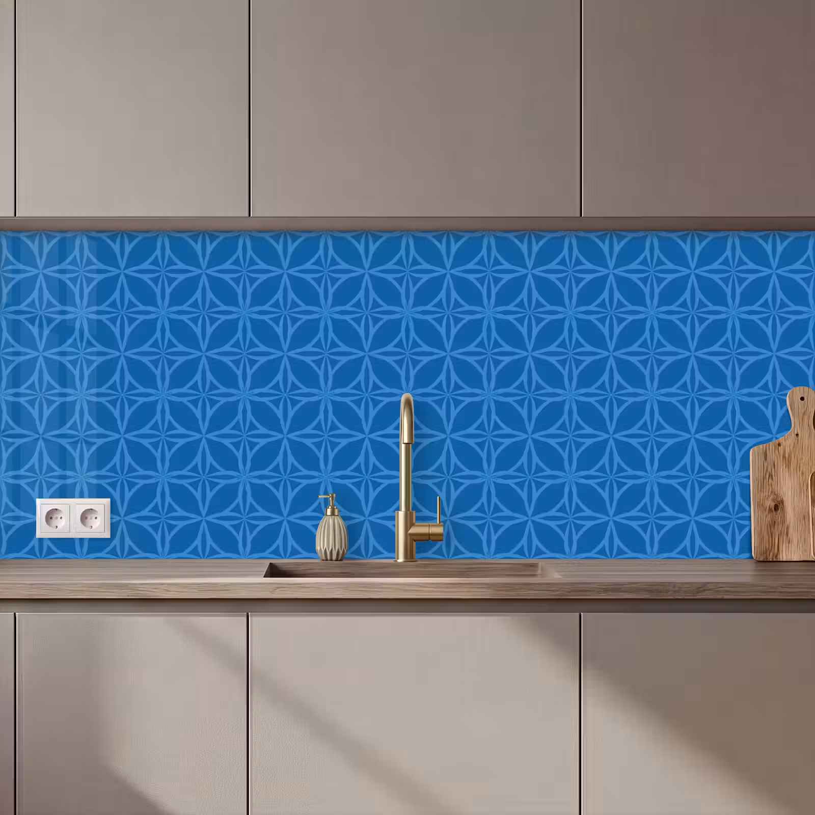 Keuken achterwand - Kompas - Blauw - Patronen — 1