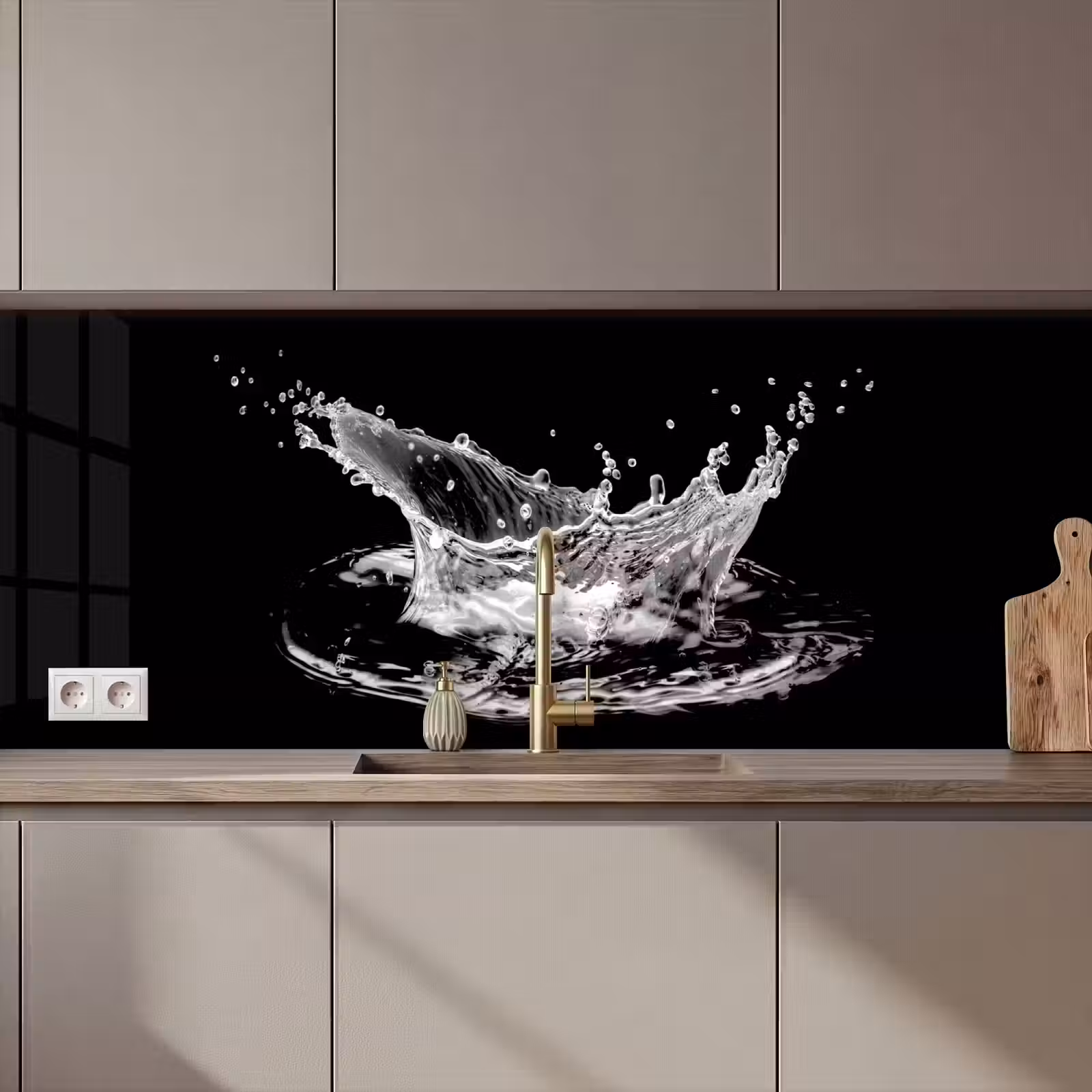 Keuken achterwand - Water - Splash - Water - Zwart — 1
