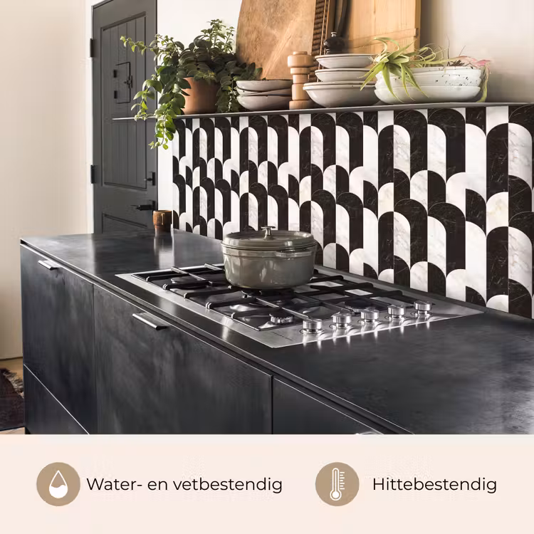 Keuken achterwand - Bogen - Tegels - Marmer - Zwart - Wit — 5