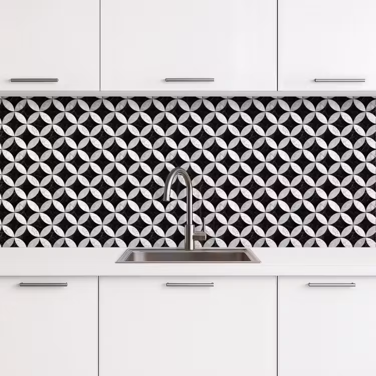 Keuken achterwand - Cirkel - Tegels - Marmer - Zwart - Wit — 4