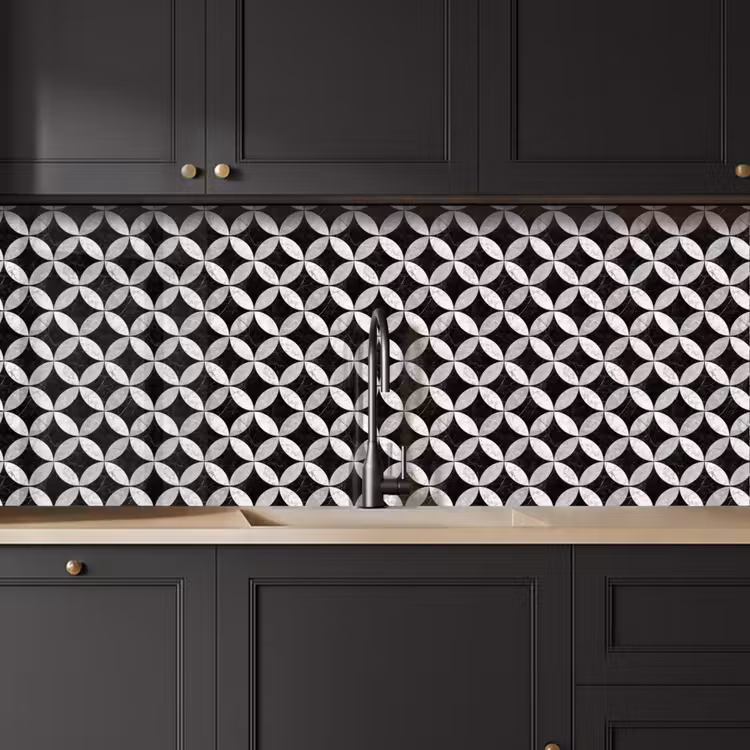 Keuken achterwand - Cirkel - Tegels - Marmer - Zwart - Wit — 6