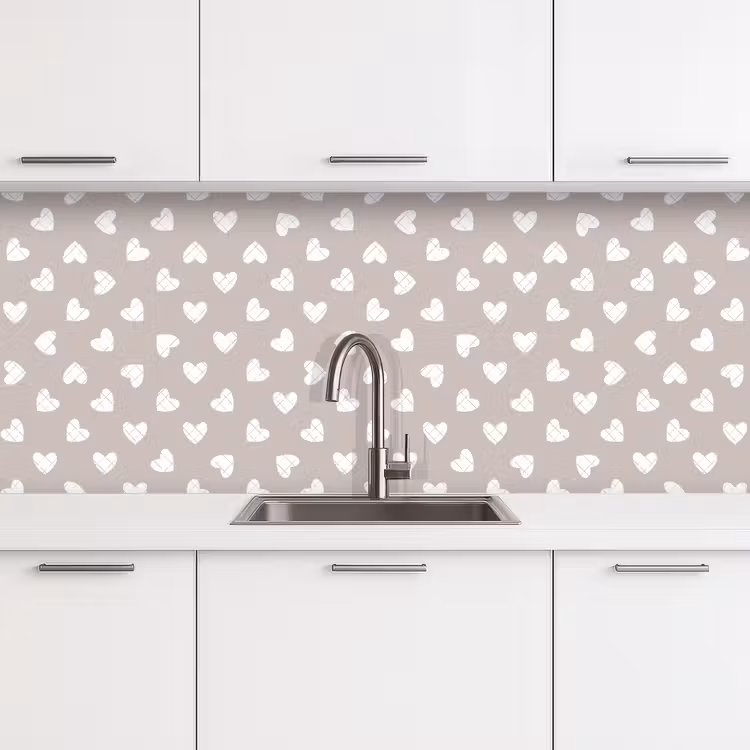 Keuken achterwand - Design - Lijn - Patroon - Hart - Grijs — 4