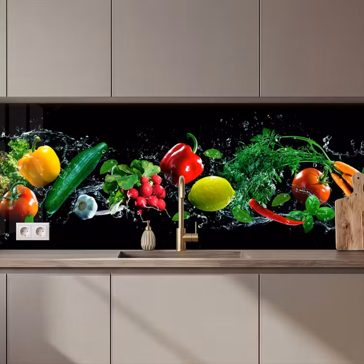 Keuken achterwand - Groente - Splash - Zwart — 1