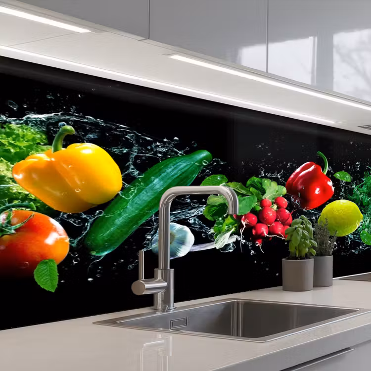 Keuken achterwand - Groente - Splash - Zwart — 2