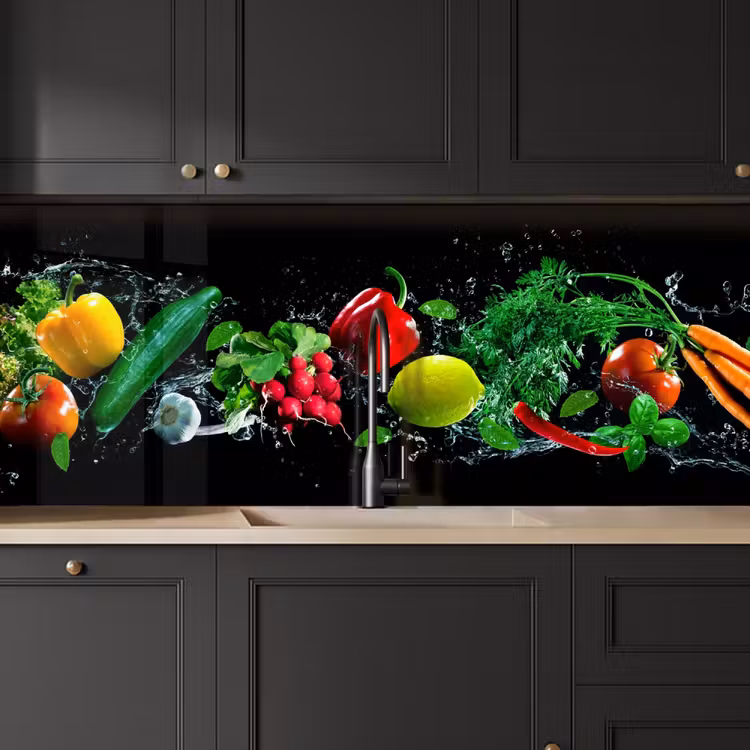 Keuken achterwand - Groente - Splash - Zwart — 6