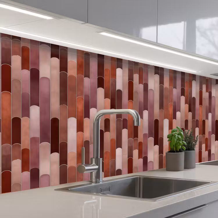 Keuken achterwand - Langwerpig - Tegels - Rood - Koper — 2