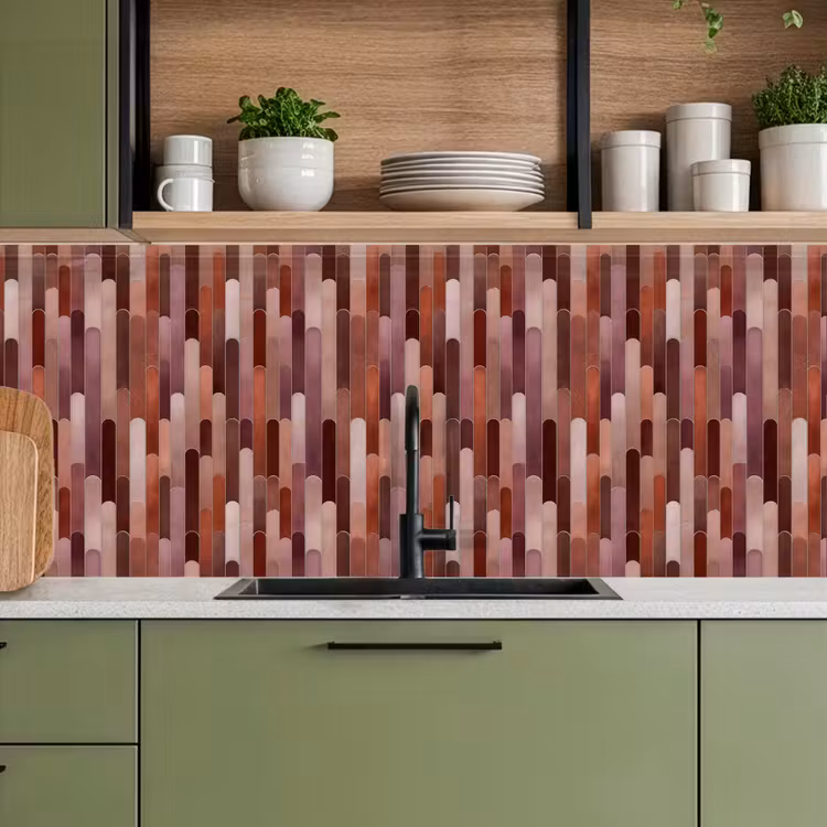 Keuken achterwand - Langwerpig - Tegels - Rood - Koper — 8