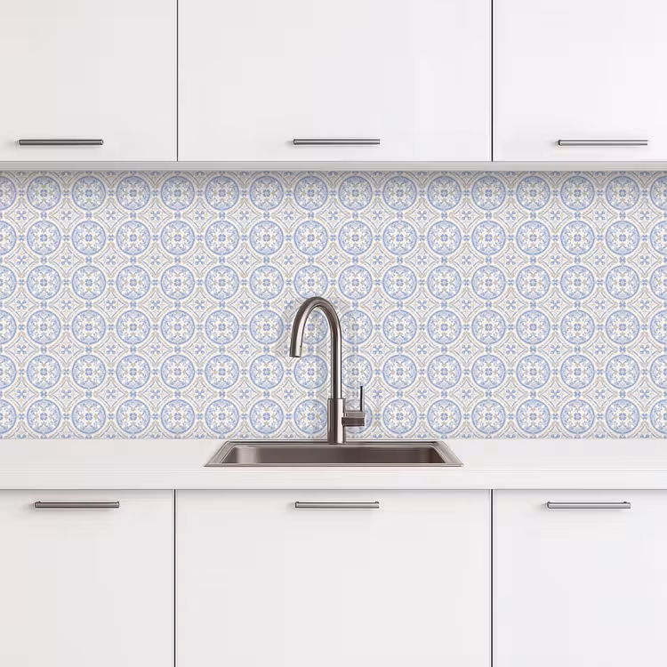 Keuken achterwand - Tegel - Patroon - Beige - Blauw — 4