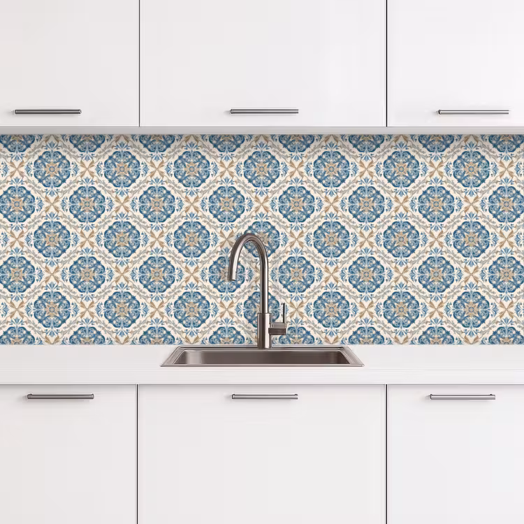 Keuken achterwand - Tegel - Patroon - Blauw - Goud — 4