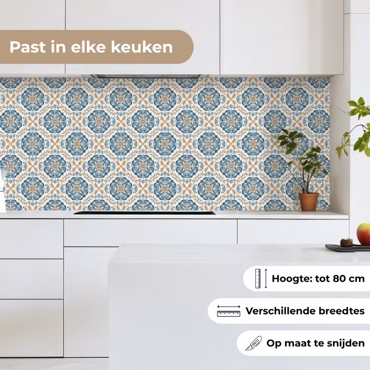 Keuken achterwand - Tegel - Patroon - Blauw - Goud — 7