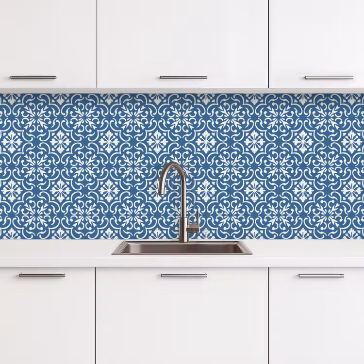 Keuken achterwand - Tegel - Patroon - Blauw - Wit — 4