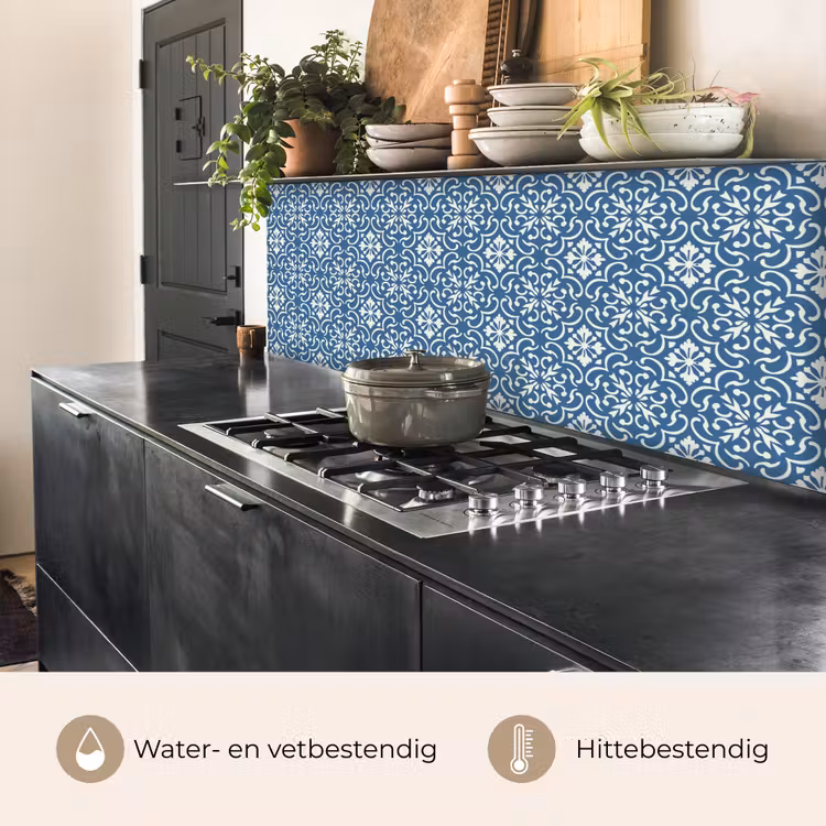 Keuken achterwand - Tegel - Patroon - Blauw - Wit — 5