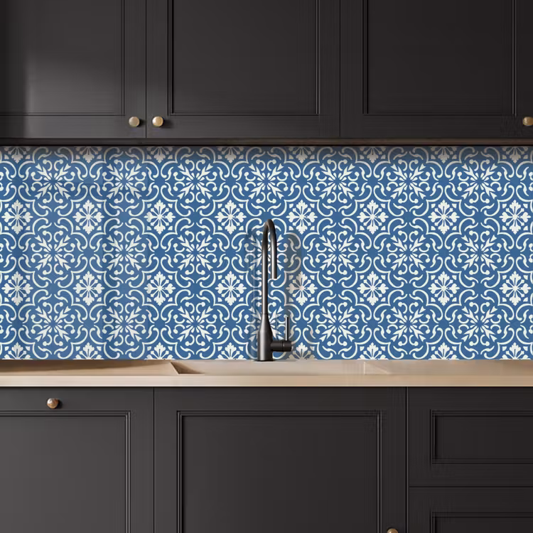 Keuken achterwand - Tegel - Patroon - Blauw - Wit — 6
