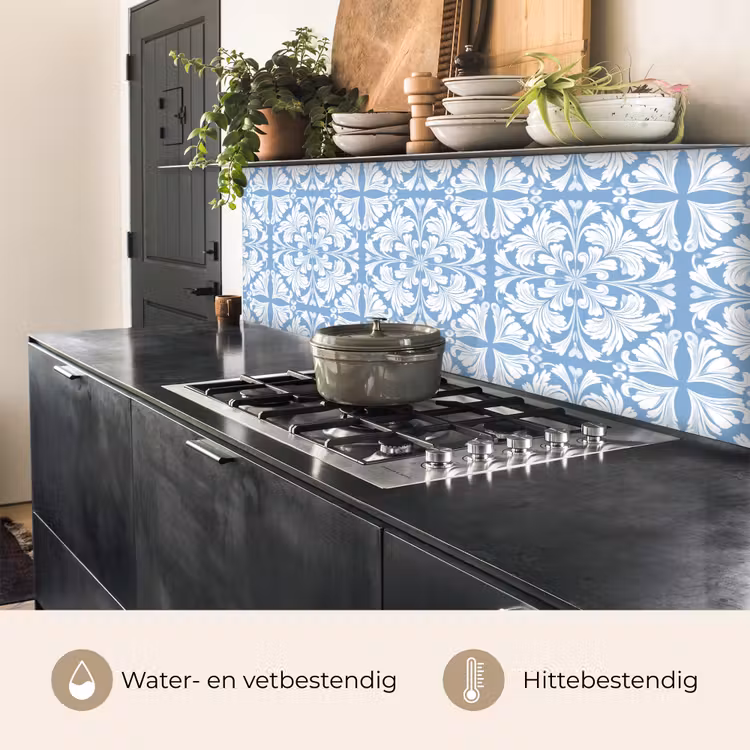 Keuken achterwand - Tegel - Patroon - Wit - Blauw — 5