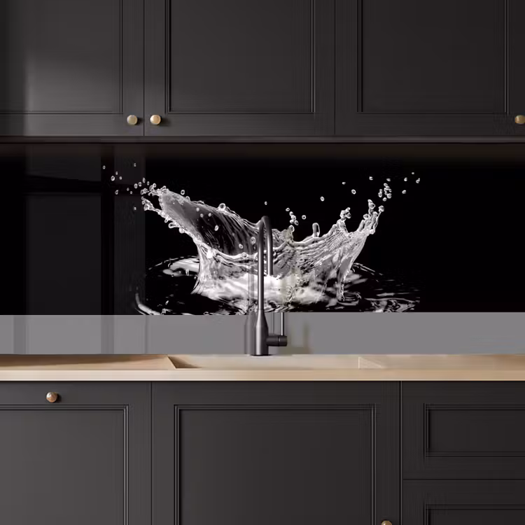 Keuken achterwand - Water - Splash - Water - Zwart — 6