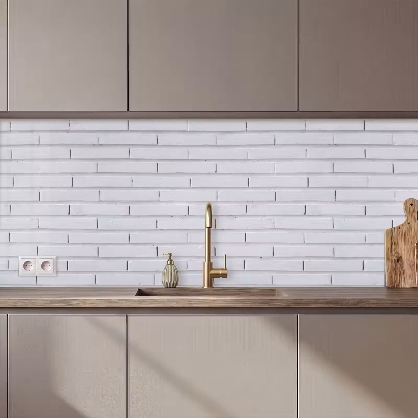 Keuken achterwand - Bakstenen - Geverfd - Wit - Minimalistisch — 1
