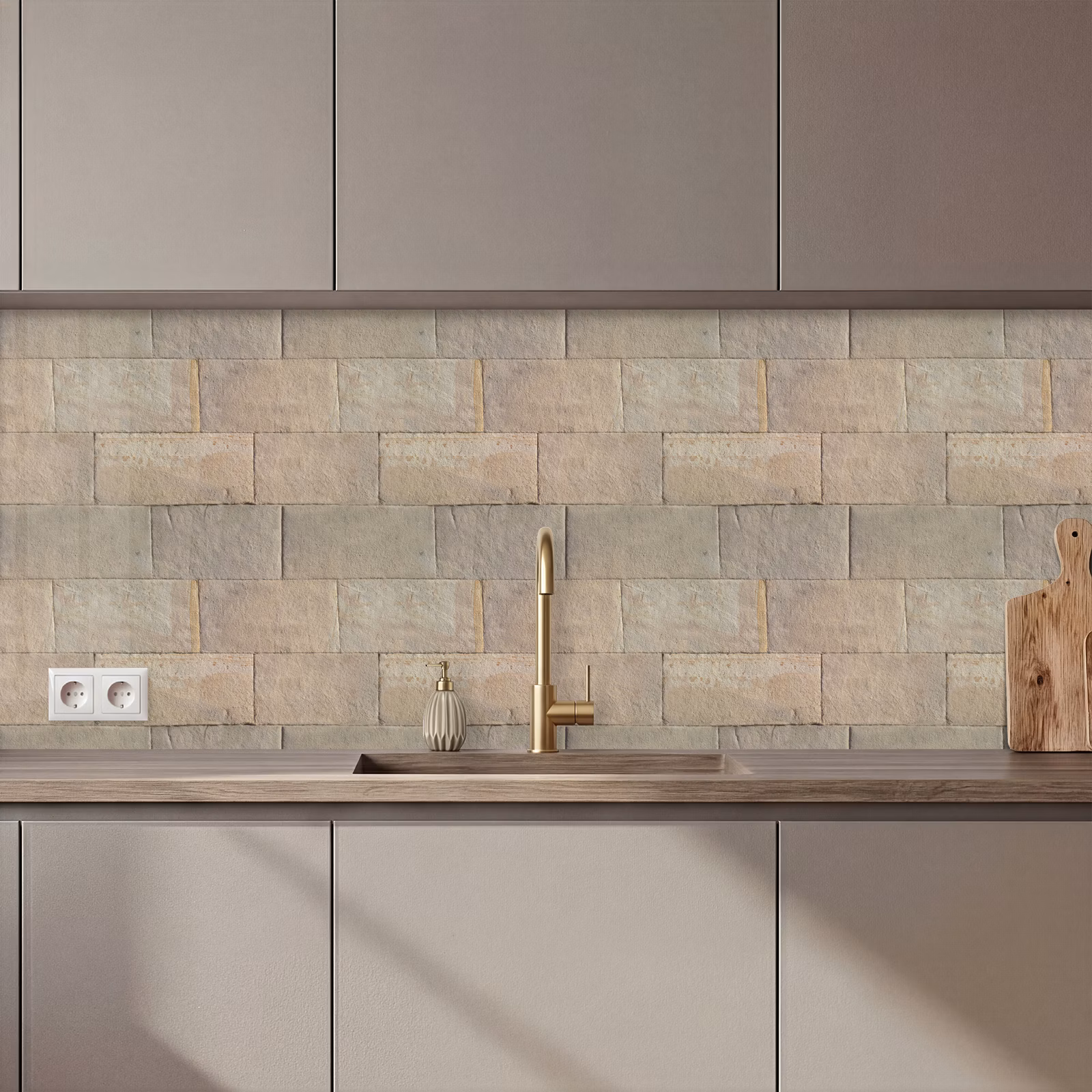 Keuken achterwand - Hardstenen - Zandsteen - Geel — 1