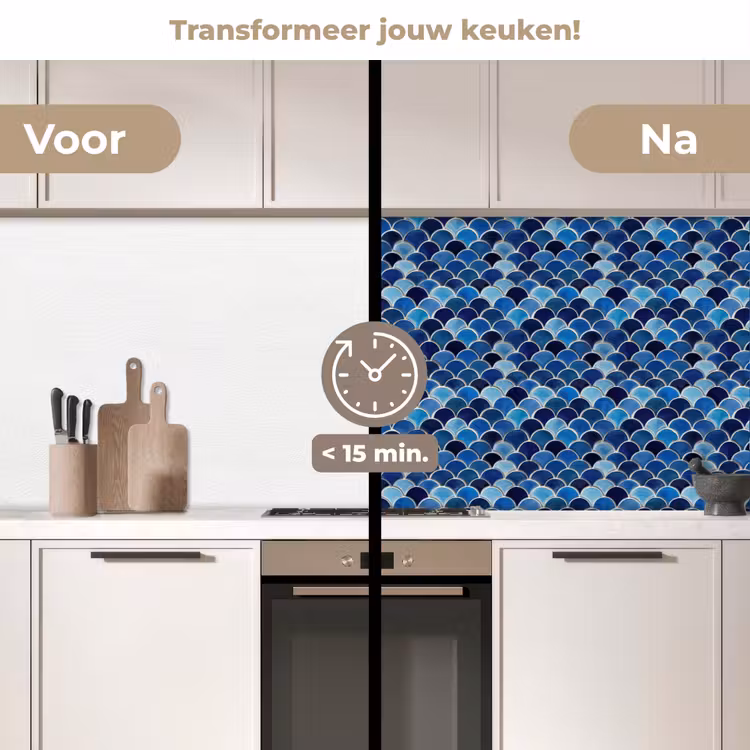 Keuken achterwand - Patroon - Vissenschubben - Blauw — 3