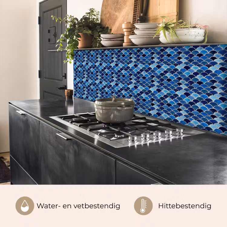 Keuken achterwand - Patroon - Vissenschubben - Blauw — 5