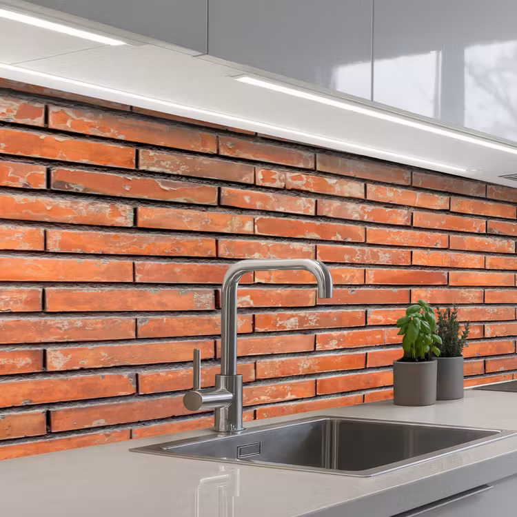 Keuken achterwand - Rood - Bakstenen - Muur - Beschadiging — 2