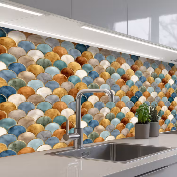 Keuken achterwand - Schubvorm - Aardetinten - Metallic - Glans — 2