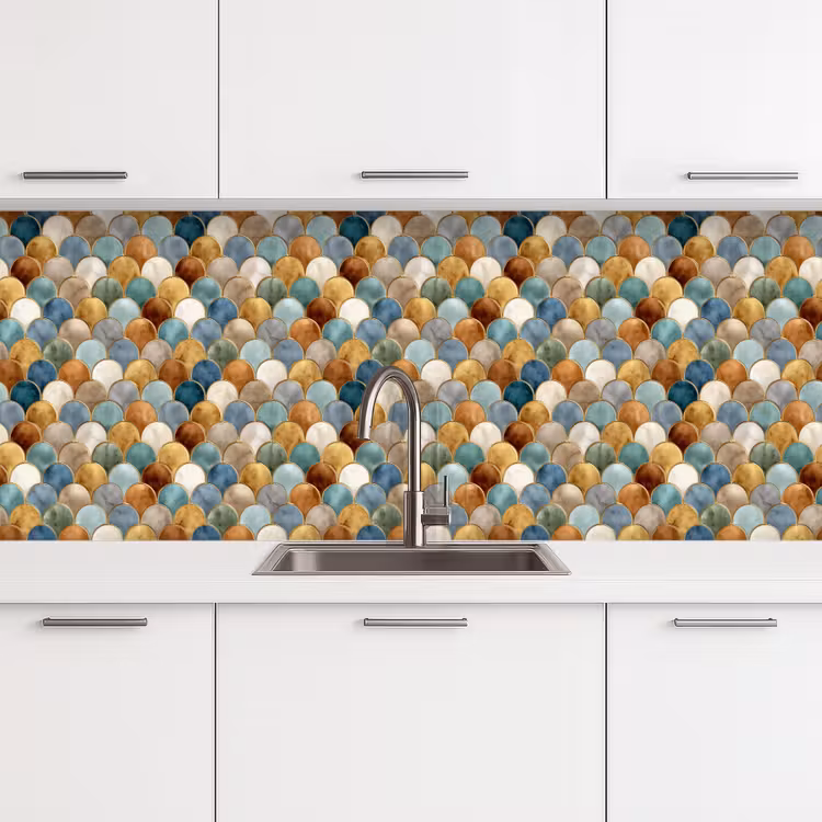 Keuken achterwand - Schubvorm - Aardetinten - Metallic - Glans — 4