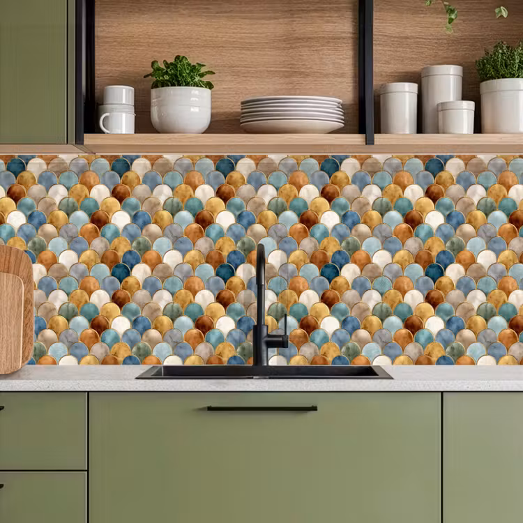 Keuken achterwand - Schubvorm - Aardetinten - Metallic - Glans — 8