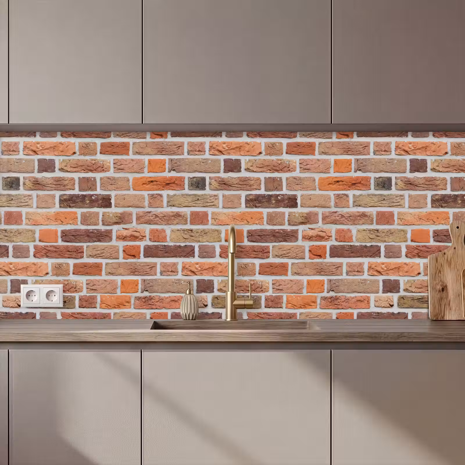 Keuken achterwand - Bakstenen - Aardetinten - Muur - Rustiek — 1