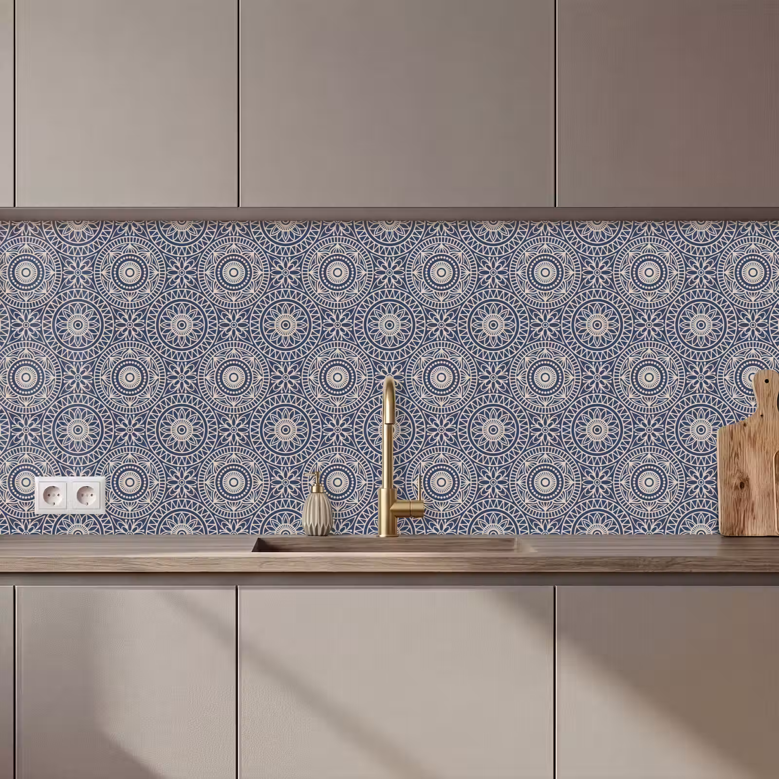 Keuken achterwand - Mandala - Blauw - Patroon — 1