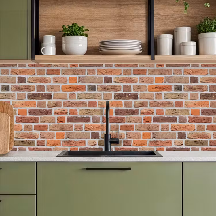 Keuken achterwand - Bakstenen - Aardetinten - Muur - Rustiek — 8
