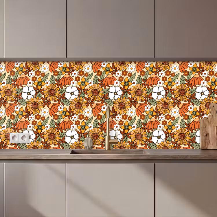 Keuken achterwand - Bloemen - Vintage - Patronen — 1