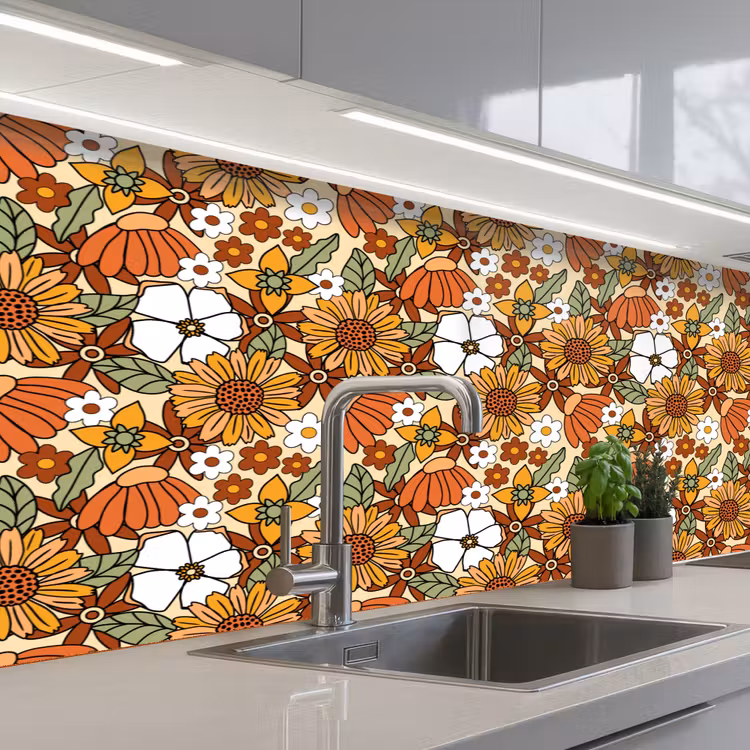 Keuken achterwand - Bloemen - Vintage - Patronen — 2