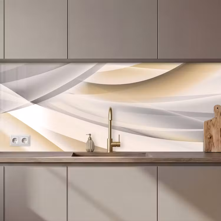 Keuken achterwand - Golven - Abstract - Beige — 1