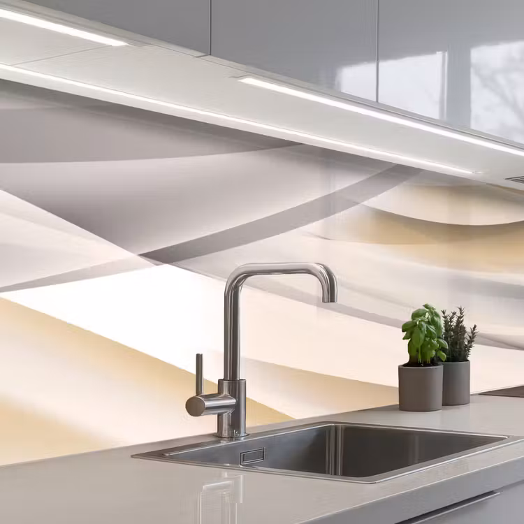 Keuken achterwand - Golven - Abstract - Beige — 2