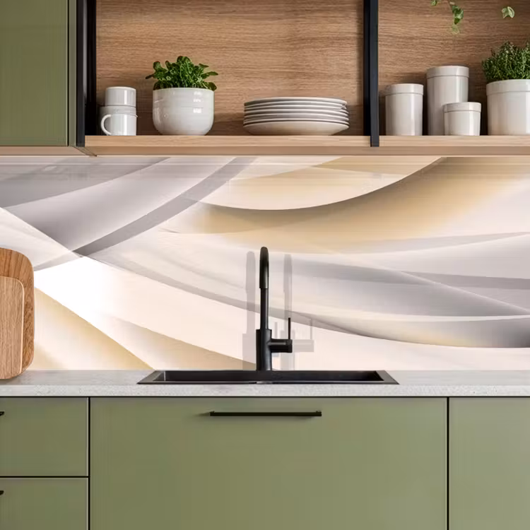 Keuken achterwand - Golven - Abstract - Beige — 8