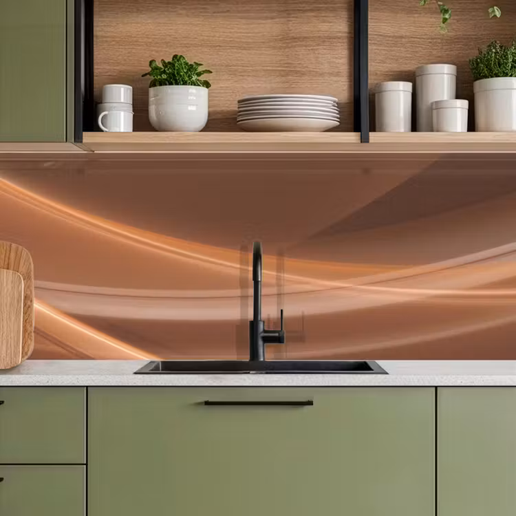 Keuken achterwand - Golven - Abstract - Bruin — 8