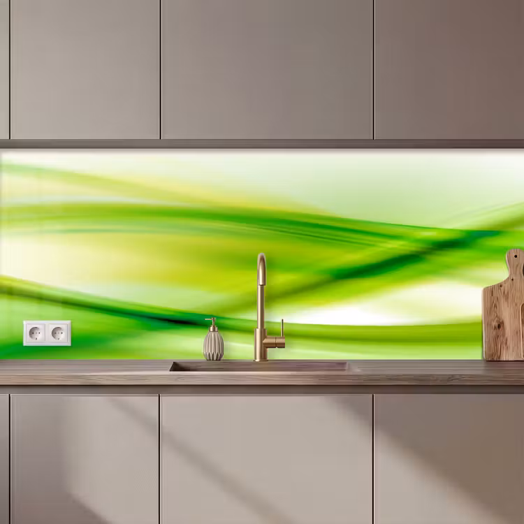 Keuken achterwand - Golven - Abstract - Groen — 1
