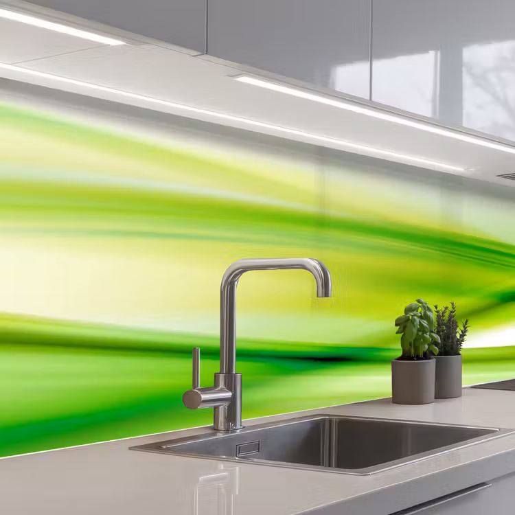 Keuken achterwand - Golven - Abstract - Groen — 2