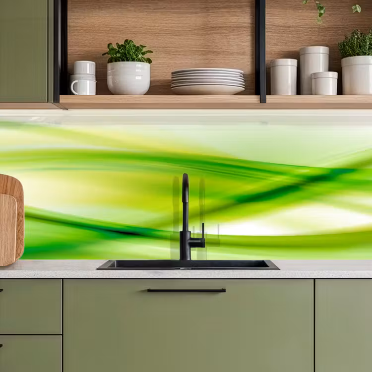 Keuken achterwand - Golven - Abstract - Groen — 8