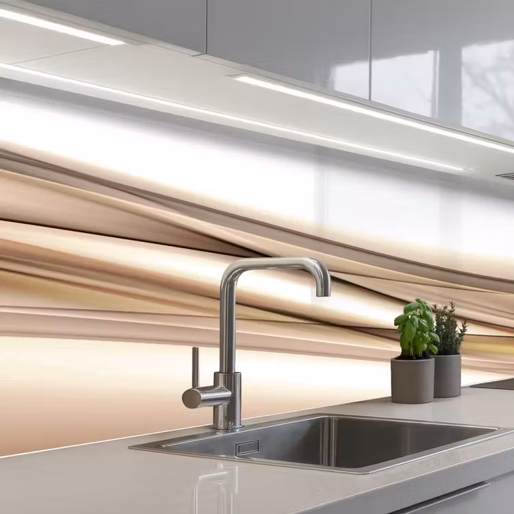 Keuken achterwand - Golven - Abstract - Taupe — 2