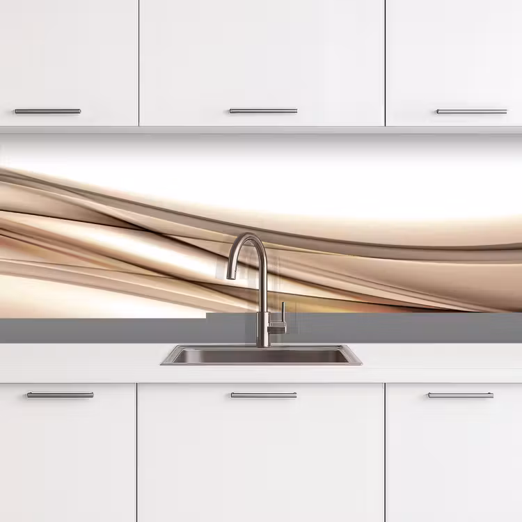 Keuken achterwand - Golven - Abstract - Taupe — 4
