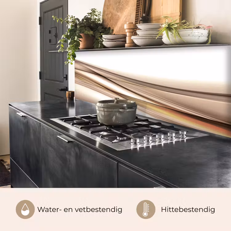 Keuken achterwand - Golven - Abstract - Taupe — 5