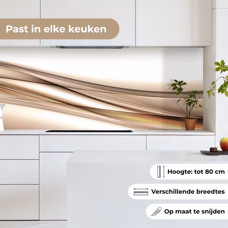 Keuken achterwand - Golven - Abstract - Taupe — 7
