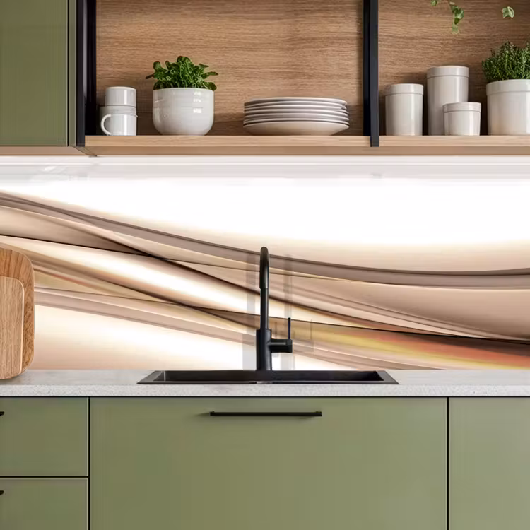 Keuken achterwand - Golven - Abstract - Taupe — 8