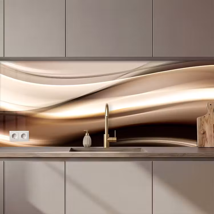 Keuken achterwand - Golven - Abstract - Warm Beige — 1