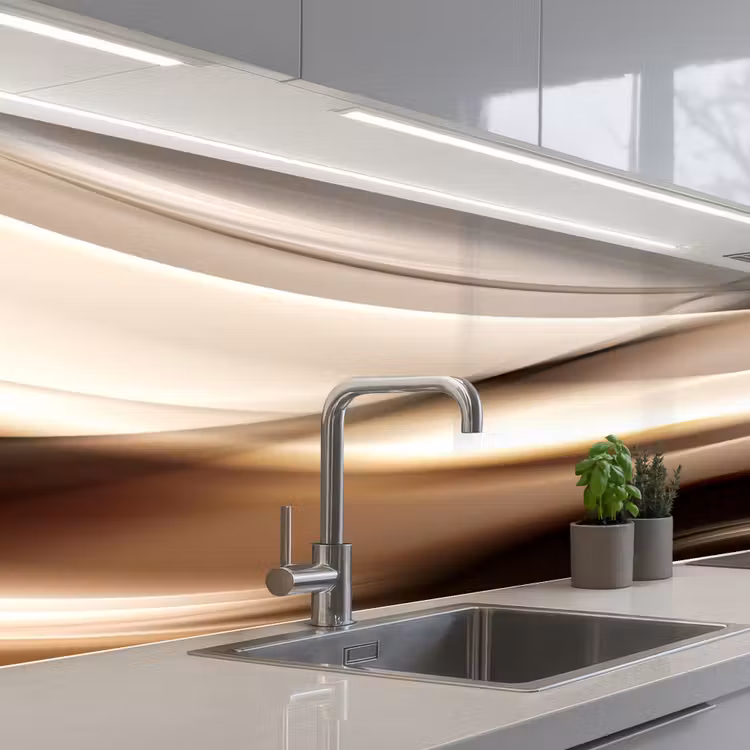 Keuken achterwand - Golven - Abstract - Warm Beige — 2