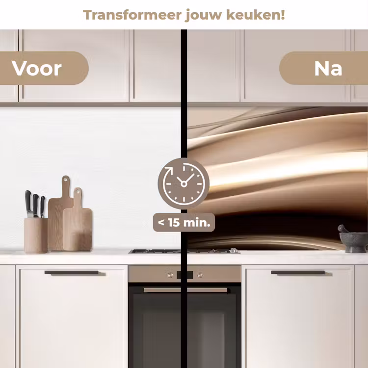 Keuken achterwand - Golven - Abstract - Warm Beige — 3