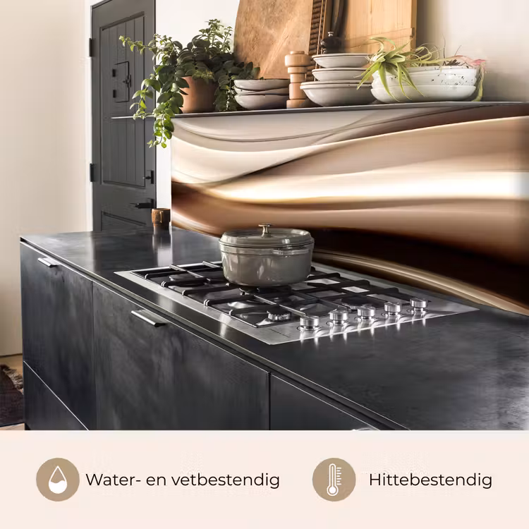 Keuken achterwand - Golven - Abstract - Warm Beige — 5